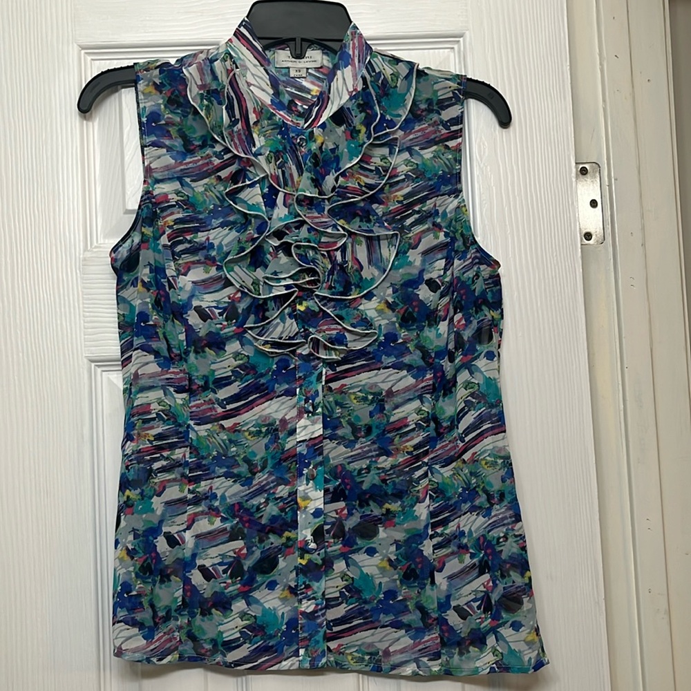 Tahari Arthur S. Levine multicolor blouse, size XS